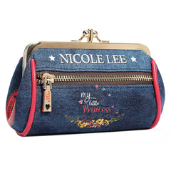 DENIM MINI KISS LOCK COIN PURSE WRISTLET