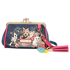 DENIM MINI KISS LOCK COIN PURSE WRISTLET
