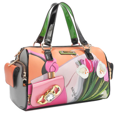 Violet Blossom Wide Handbag