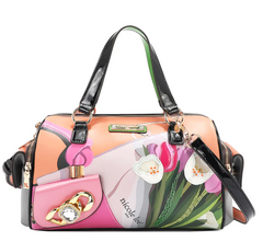 Violet Blossom Wide Handbag