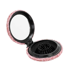 Rhinestone Compact Brush Mirror
