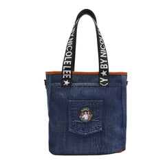Bolso de mano de mezclilla con múltiples bolsillos