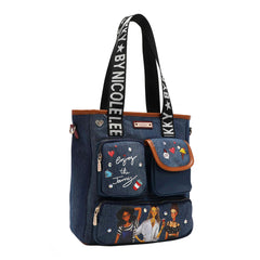 Bolso de mano de mezclilla con múltiples bolsillos