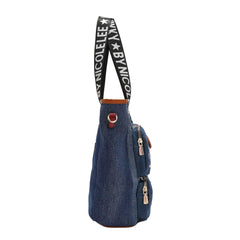 Bolso de mano de mezclilla con múltiples bolsillos