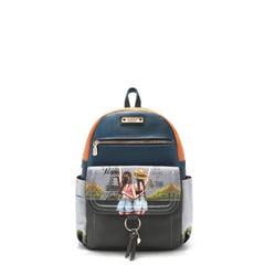 Mochila con solapa estampada