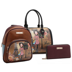 EMILY GOES PARIS 3 PIECE SET (BOSTON, MINI BACKPACK, WALLET)