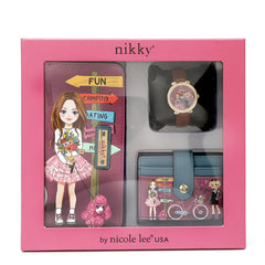 Juego de regalo de 3 piezas (billetera, tarjeta de identificación, reloj)