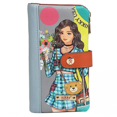 Cartera plegable con cremallera