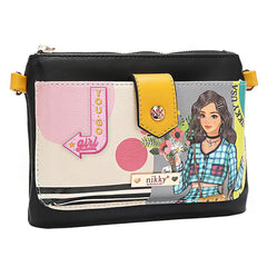 Bolso bandolera con cremallera y botón a presión