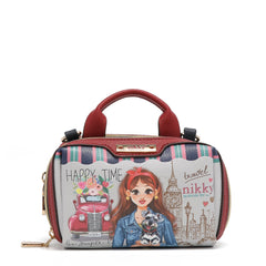 Mini Boston Wallet with Double Closure and Multiple Compartments Nikky