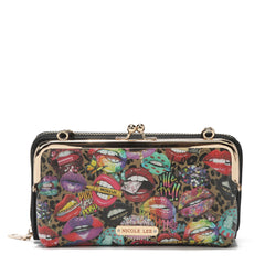 Cartera cruzada estampada con cierre de beso