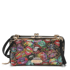 Cartera cruzada estampada con cierre de beso