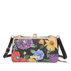 Cartera cruzada estampada con cierre de beso