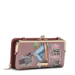 Cartera cruzada estampada con cierre de beso