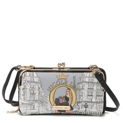 Cartera cruzada estampada con cierre de beso