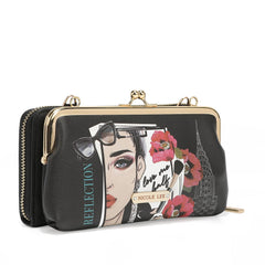 Cartera cruzada estampada con cierre de beso