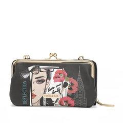 Cartera cruzada estampada con cierre de beso