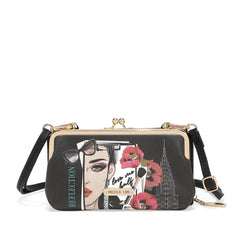 Cartera cruzada estampada con cierre de beso