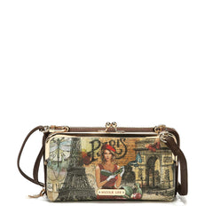Cartera cruzada estampada con cierre de beso