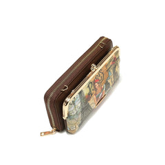 Cartera cruzada estampada con cierre de beso