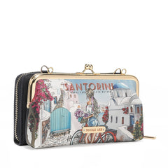 Cartera cruzada estampada con cierre de beso