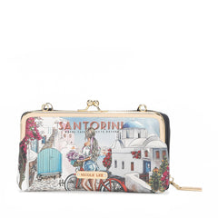 Cartera cruzada estampada con cierre de beso