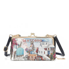 Cartera cruzada estampada con cierre de beso