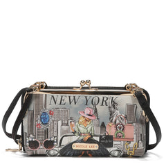 Cartera cruzada estampada con cierre de beso