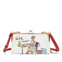 Cartera cruzada estampada con cierre de beso