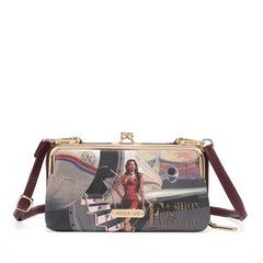 Cartera cruzada estampada con cierre de beso
