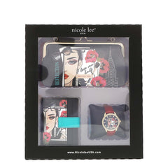 Juego de regalo de 3 piezas (cartera cruzada, tarjetero, reloj)