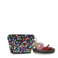 Llavero con bolsa de lentejuelas y pulsera