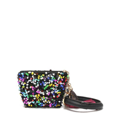 Llavero con bolsa de lentejuelas y pulsera