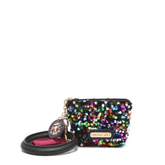 Llavero con bolsa de lentejuelas y pulsera