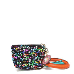 Llavero con bolsa de lentejuelas y pulsera