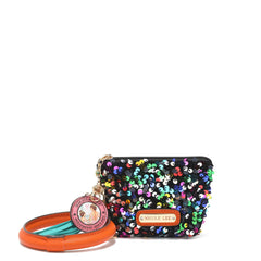Llavero con bolsa de lentejuelas y pulsera