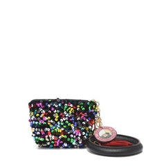 Llavero con bolsa de lentejuelas y pulsera
