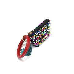 Llavero con bolsa de lentejuelas y pulsera