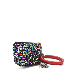 Llavero con bolsa de lentejuelas y pulsera
