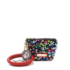 Llavero con bolsa de lentejuelas y pulsera
