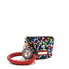Llavero con bolsa de lentejuelas y pulsera