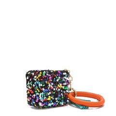 Llavero con bolsa de lentejuelas y pulsera