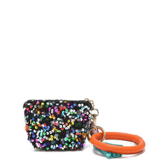 Llavero con bolsa de lentejuelas y pulsera