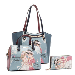 Conjunto de 3 piezas Dreaming Together (bolso, bandolera y billetera)