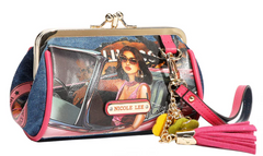 Denim Mini Kiss Lock Coin Purse Wristlet