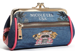 Denim Mini Kiss Lock Coin Purse Wristlet