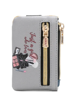 Mini Zip & Snap Button Card Holder Urban Coffee Dream