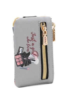 Mini Zip & Snap Button Card Holder Urban Coffee Dream
