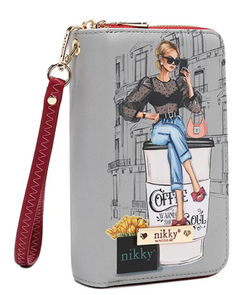 Nikky Medium Double Zipper Wallet Urban Coffee Dream