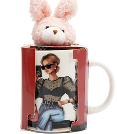 Nikky Ceramic Mug with Bunny Chain